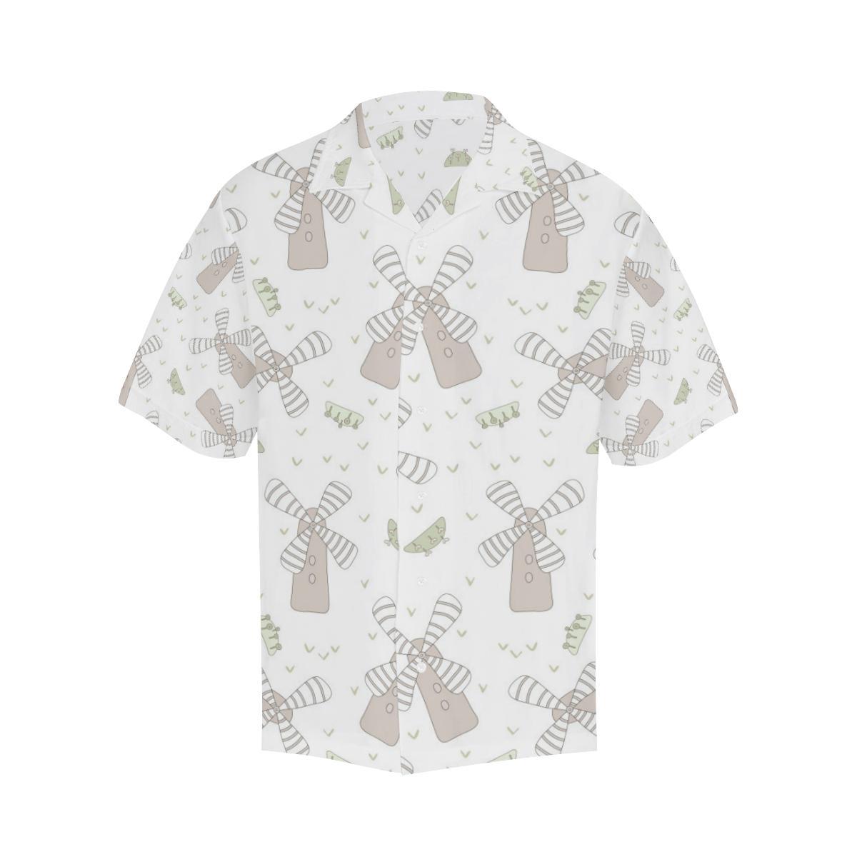 Windmill Pattern Background Mens All Over Print Hawaiian Shirt