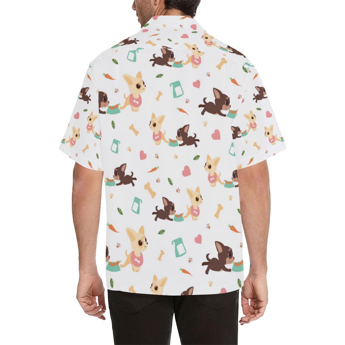 Cute Chihuahua Puppie Pattern Mens All Over Print Hawaiian Shirt