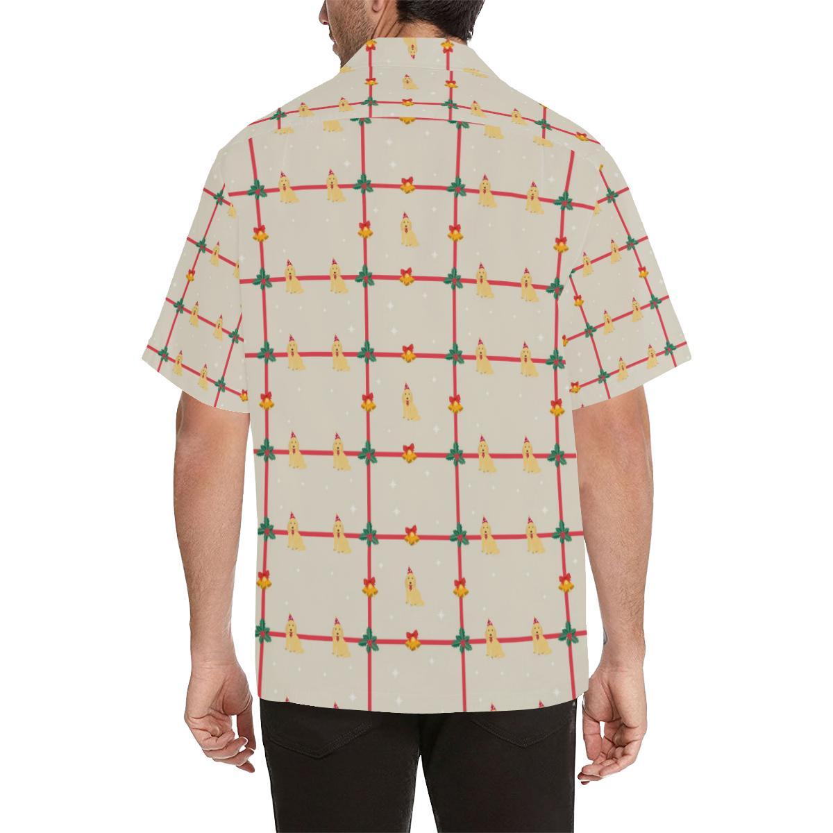 Golden Retriever Pattern Print Design 01 Mens All Over Hawaiian Shirt