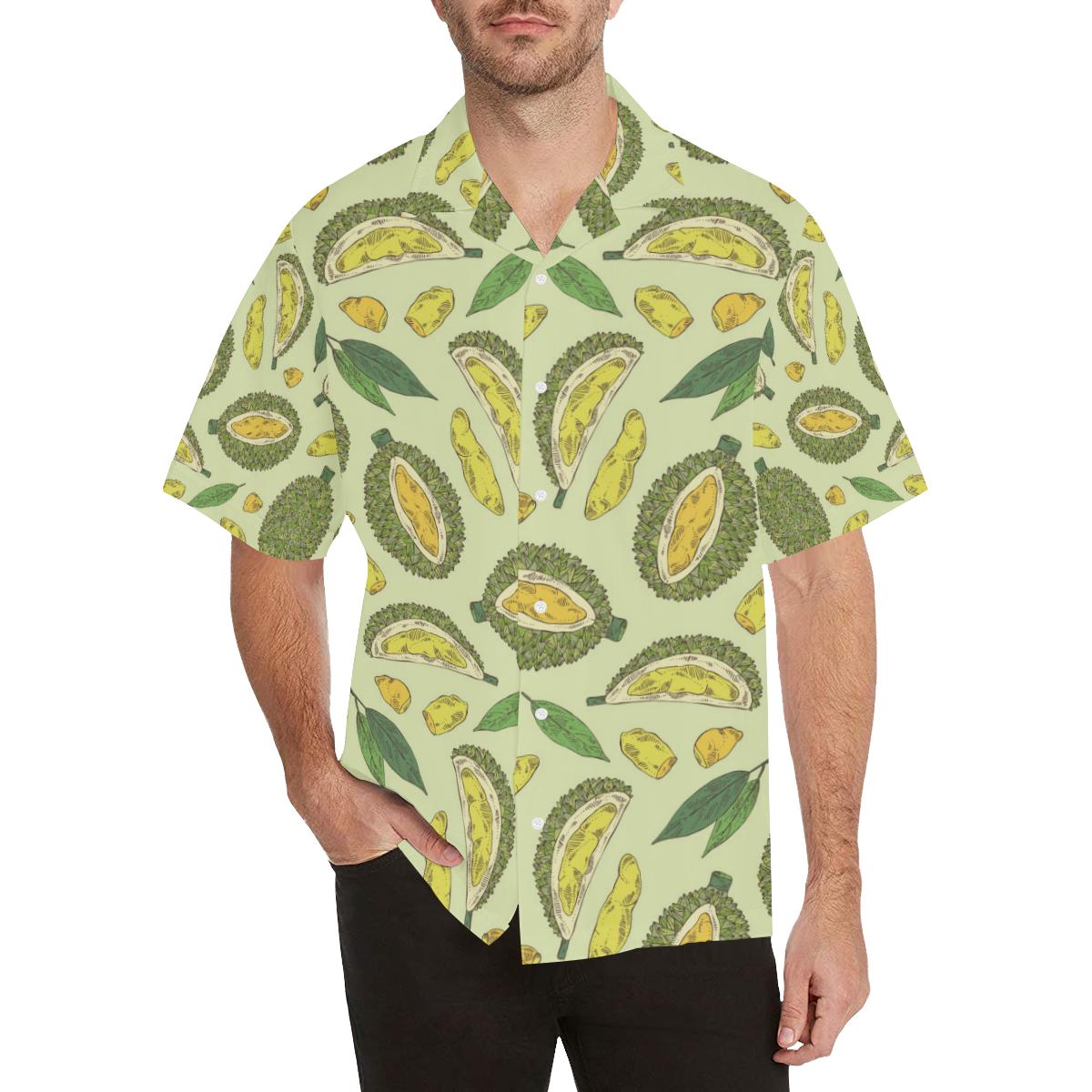 Durian Leaves Pattern Background Mens All Over Print Hawaiian Shirt