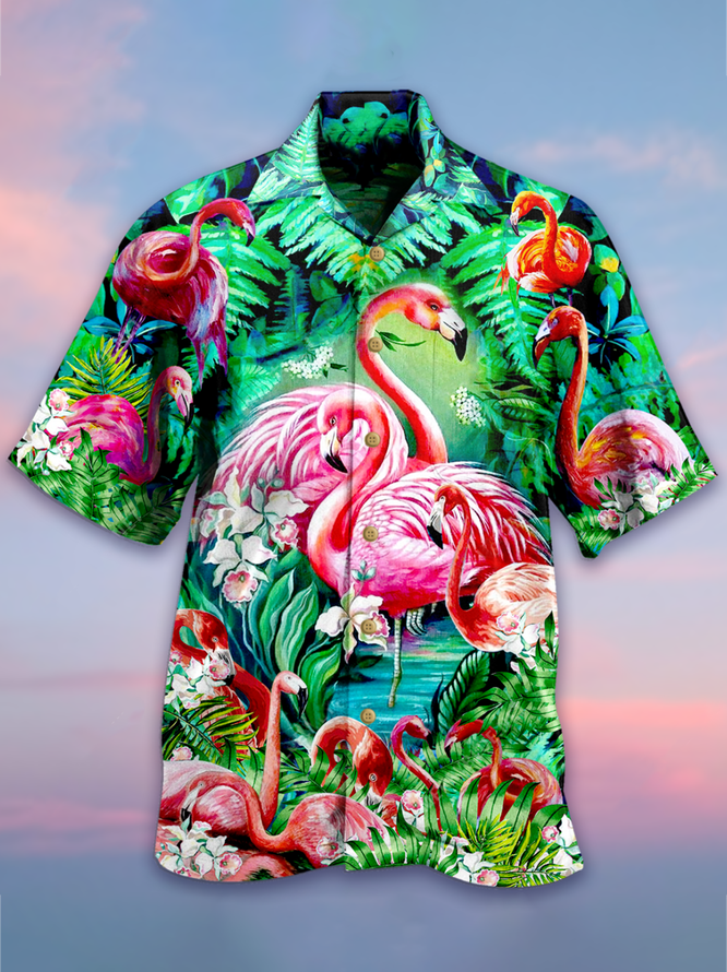 Tropical Flamingo Hawaiian Shirt | Hawaiian Shirt For Men | Hawaiian Shirt For Women | HW3605