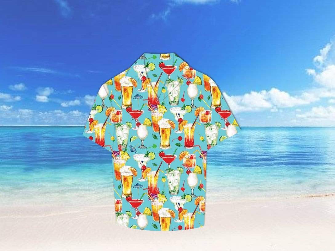 Beer Cocktail Pattern Tropical Hawaiian Aloha Shirts