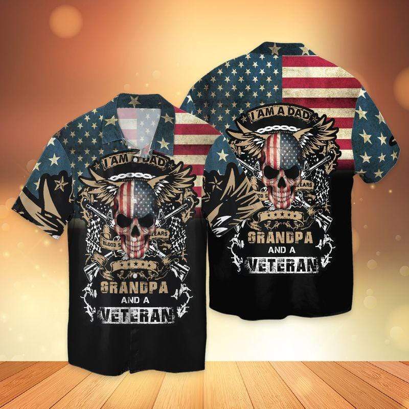 ?Father day gift I am a Dad Grandpa &amp;amp; a Veteran Hawaiian Aloha Shirts #KV