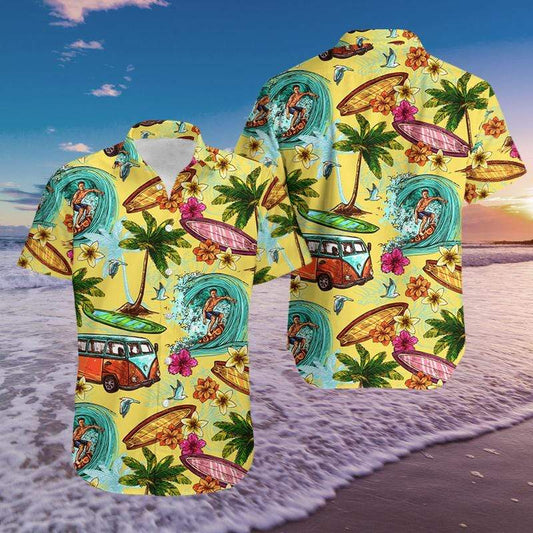 Surfing And Camping Tropical Hawaiian Shirt | For Men & Women | Adult | HW3127