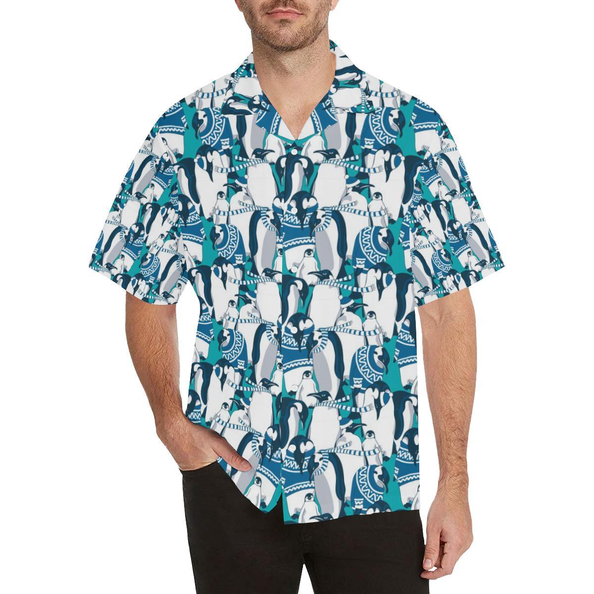 Penguin Pattern Mens All Over Print Hawaiian Shirt