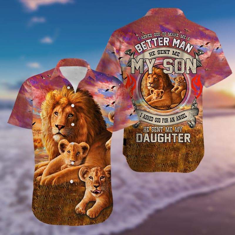 I Asked God To Make Me A Better Man Lion Hawaiian Shirts #H