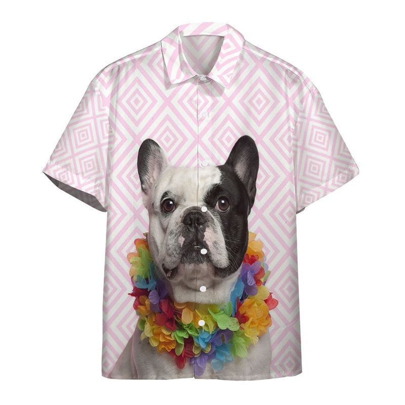 Bulldog Wearing Hawaiian Lei  Personalized White Amazing Design Unisex Hawaiian Shirt For Men And Women Dhc17064022