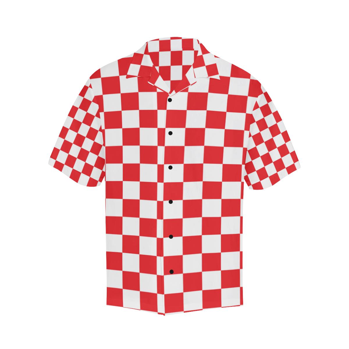 Checkered Red Pattern Print Design Hawaiian Shirt