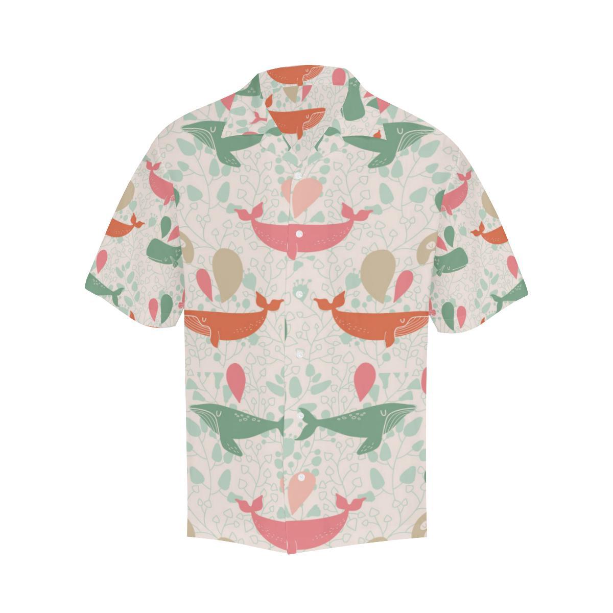 Cute Whale Pattern Mens All Over Print Hawaiian Shirt