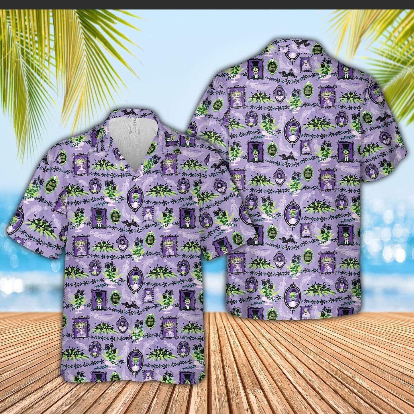 Purple Haunted Mansion Hawaiian Aloha Shirts