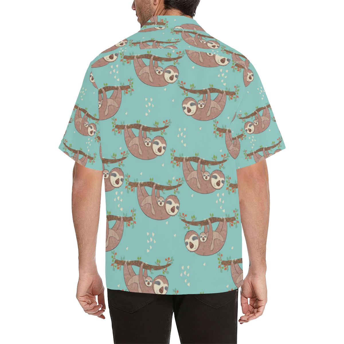 Sloth Mom And Baby Pattern Mens All Over Print Hawaiian Shirt