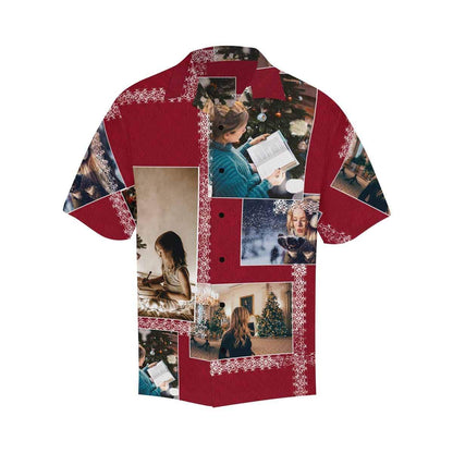 Custom Photo Christmas Pattern Men's All Over Print Hawaiian Shirt