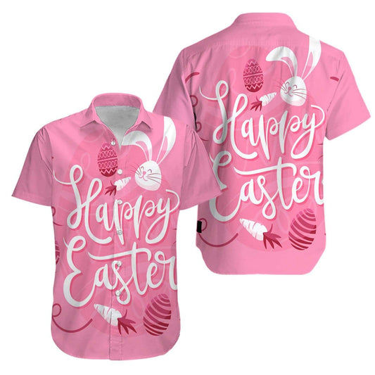 Happy Easter Day Bunny Eggs Carrot Pink Hawaiian Aloha Shirts 