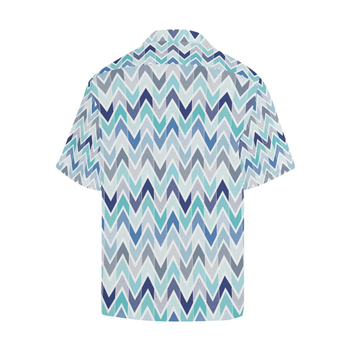 Zigzag Chevron Blue Pattern Mens All Over Print Hawaiian Shirt