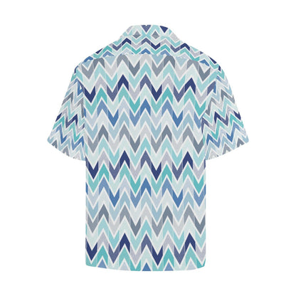 Zigzag Chevron Blue Pattern Mens All Over Print Hawaiian Shirt