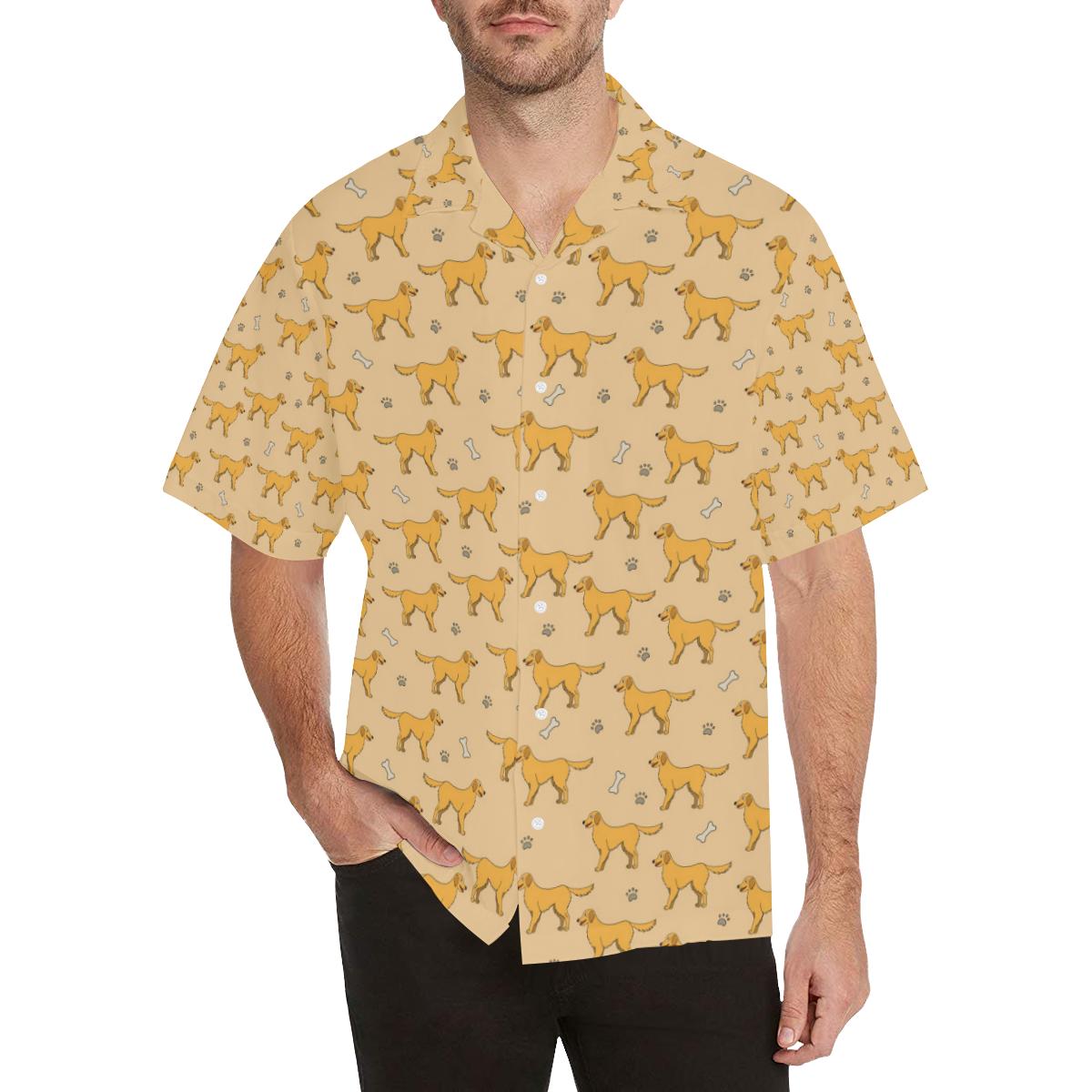 Golden Retriever Pattern Print Design 04 Mens All Over Hawaiian Shirt