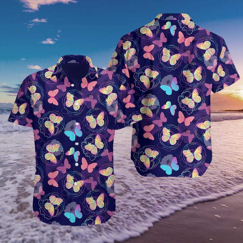 Butterfly Colorful Hawaiian Aloha Shirts Fantastic #99h