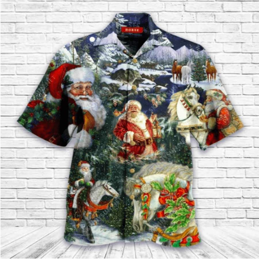 Santa Claus Love Horse Hawaiian Aloha Shirts