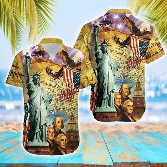 Patriotism God Bless American Hawaiian Aloha Shirts #V