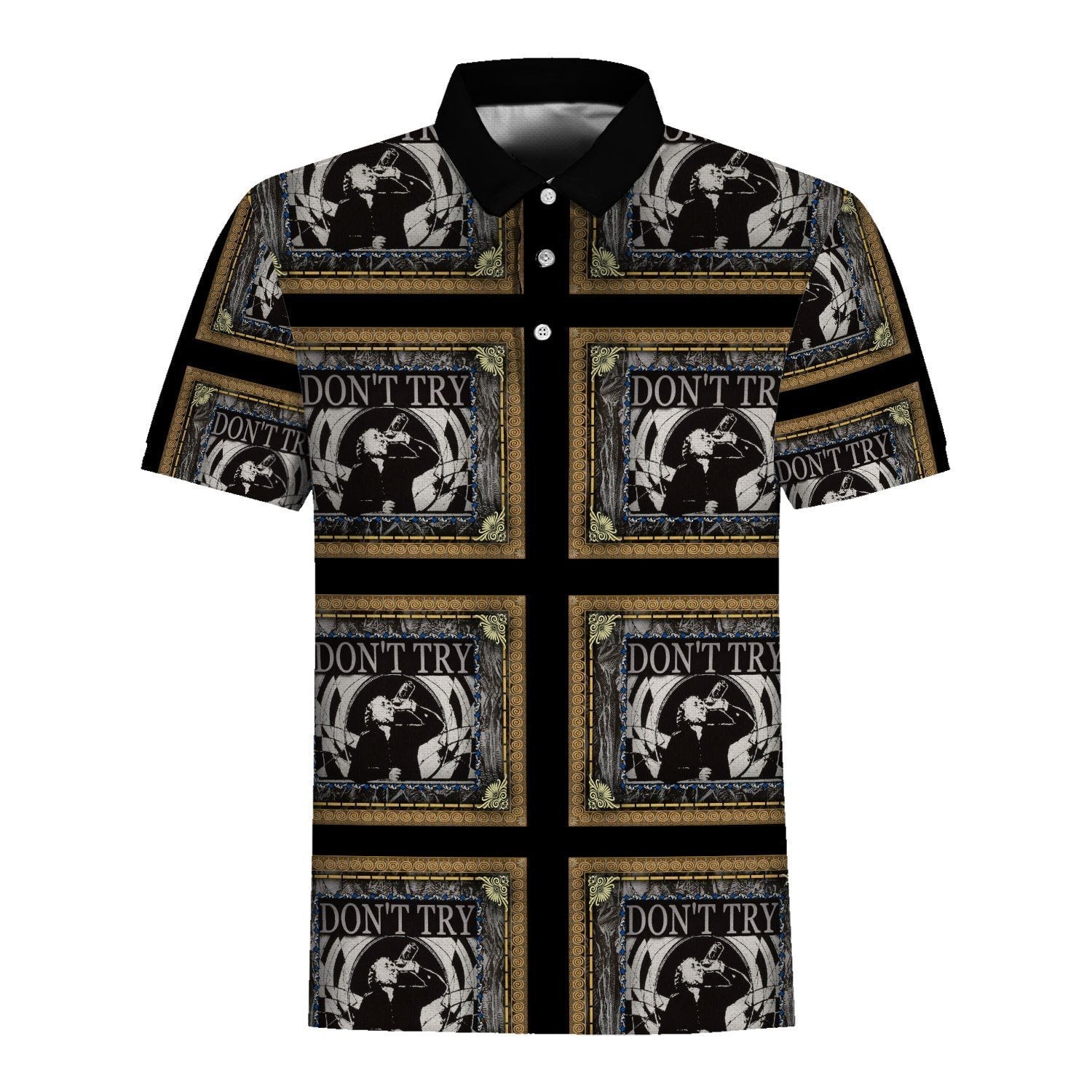 3D Hawaiian Outfit Charles Bukowski Dont Try Black And Gold Shirt