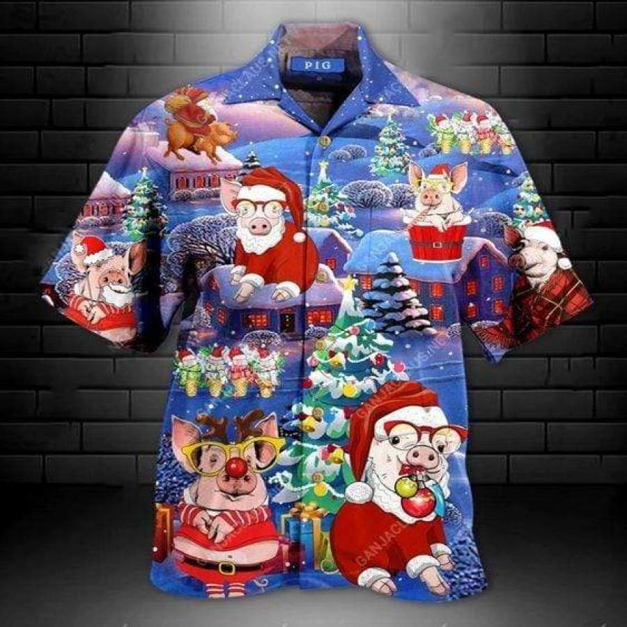 Hawaiian Aloha Shirts Amazing Pigs Christmas