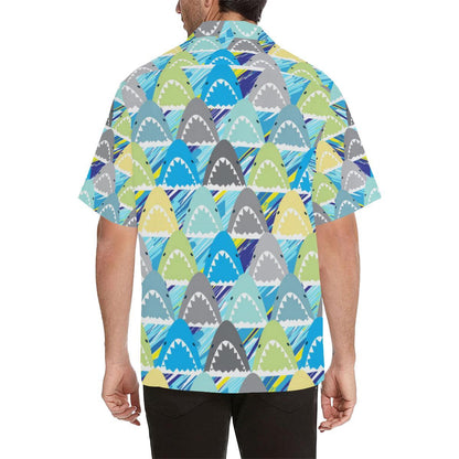 Shark Head Pattern Mens All Over Print Hawaiian Shirt