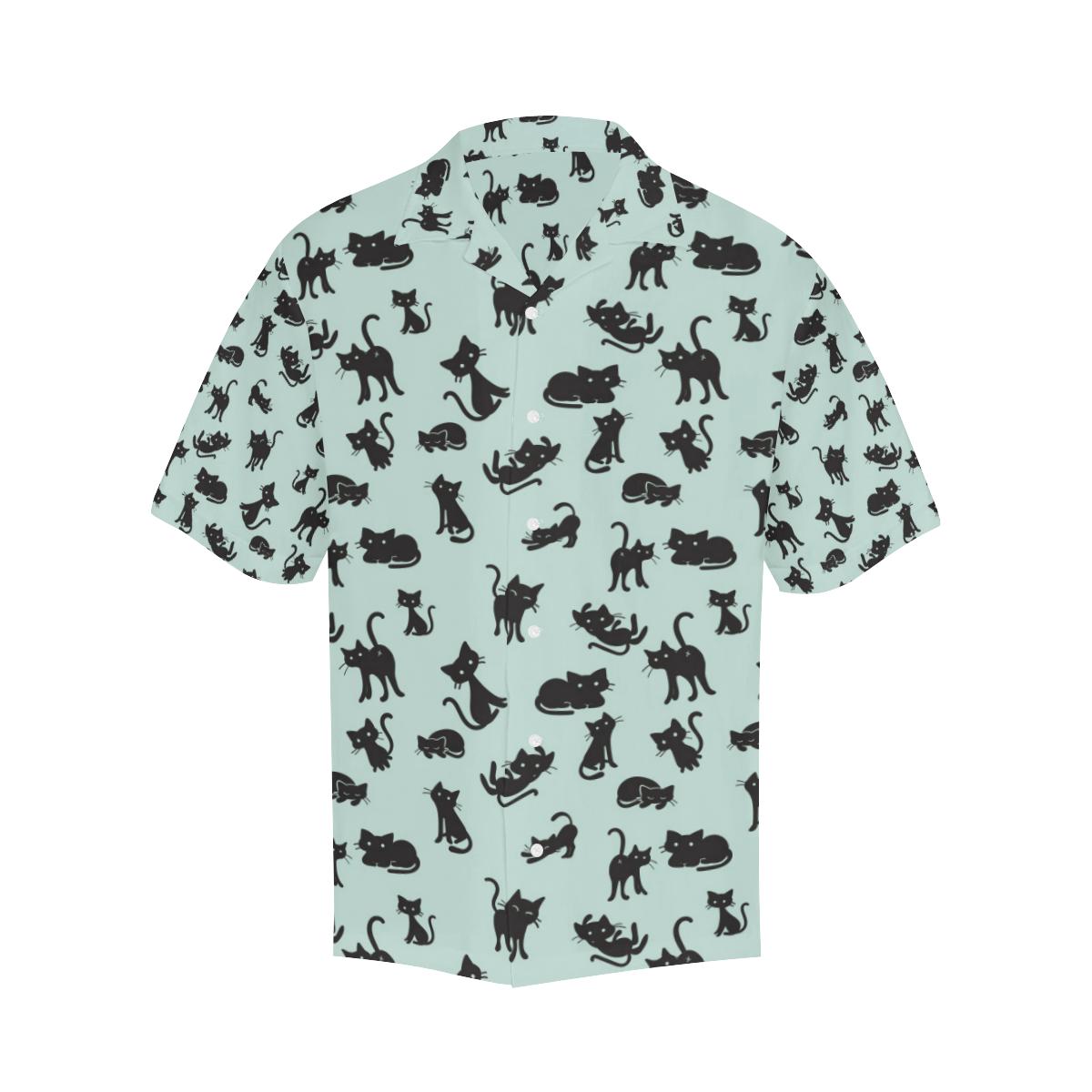 Black Cat Pattern Print Design Hawaiian Shirt