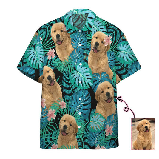  3D Dog Hawaiian Tropical Custom Photo Short Sleeve Shirt