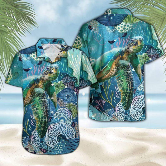 Little Turtle In The Big Ocean Aloha Hawaiian Shirts