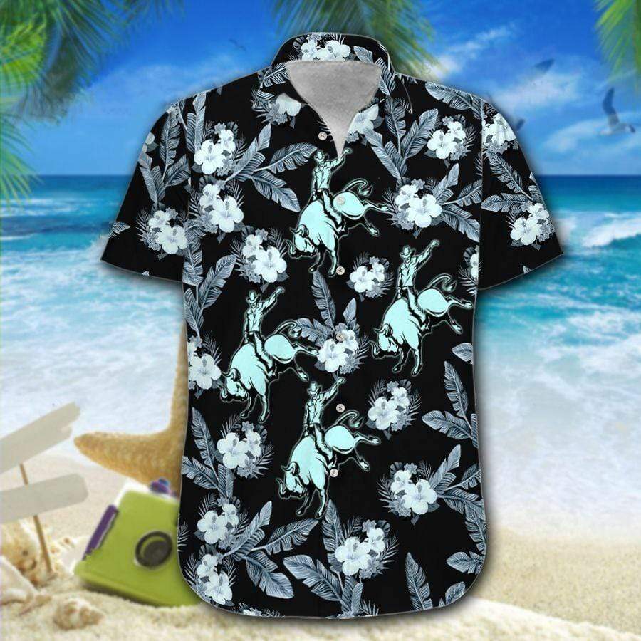 Hawaiian Aloha Shirts Bull Riding Neon