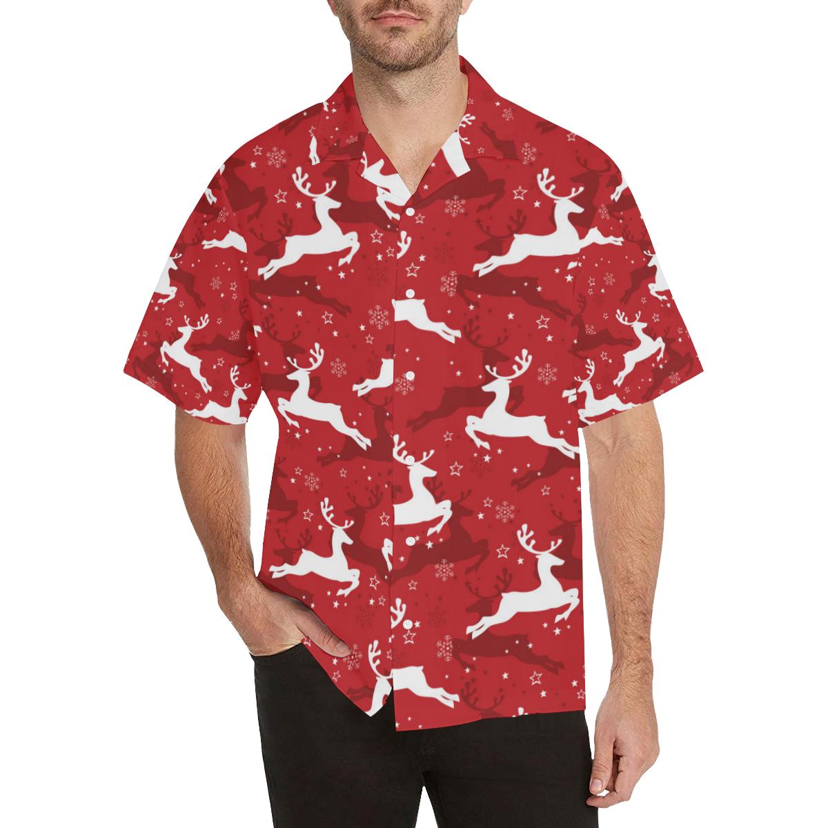 Reindeer Red Pattern Print Design Hawaiian Shirt