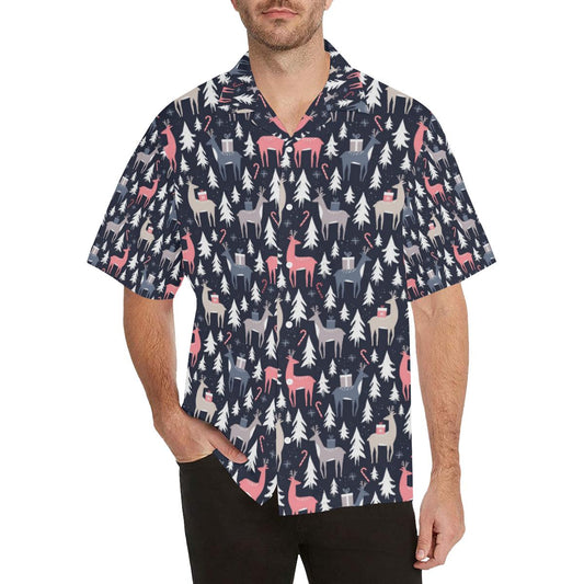 Deers Winter Christmas Pattern Mens All Over Print Hawaiian Shirt