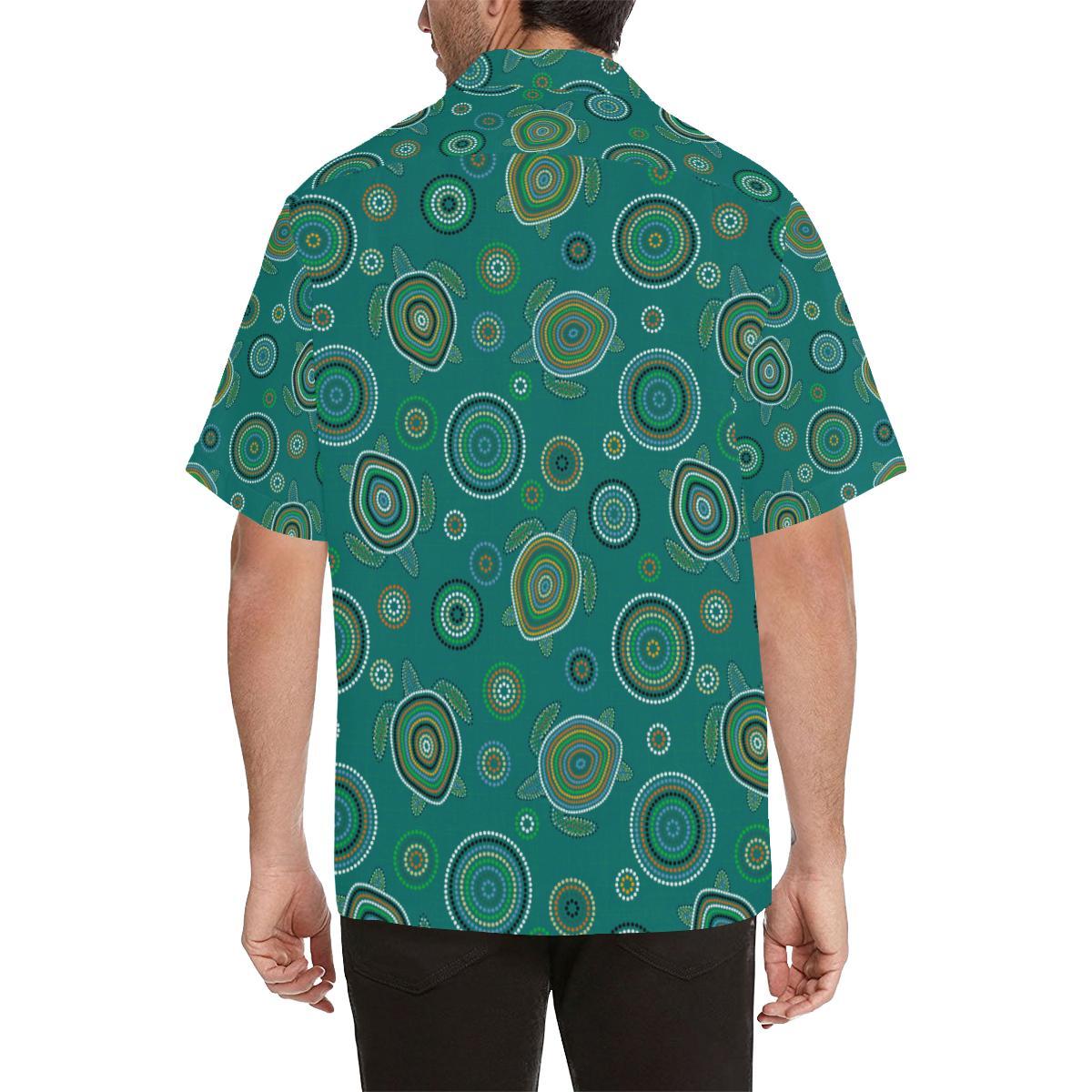 Sea Turtle Aboriginal Pattern Mens All Over Print Hawaiian Shirt