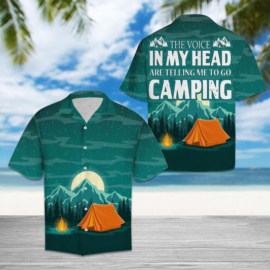 The Voice In My Head Amazing Camping Hawaiian Aloha Shirts #H