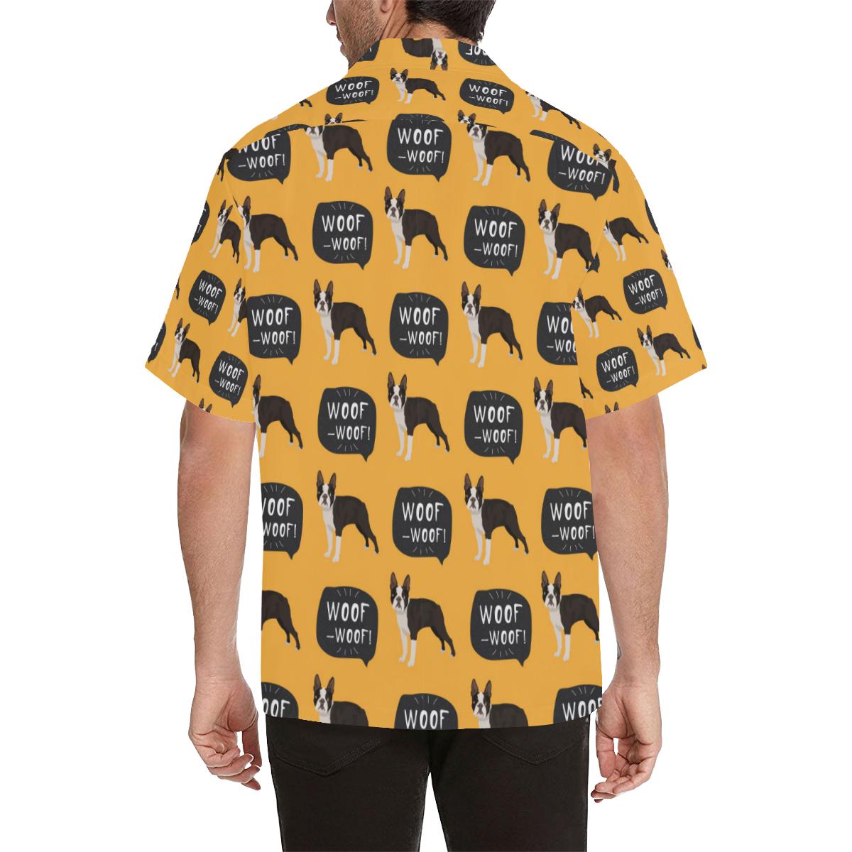 Boston Terrier Design Pattern Mens All Over Print Hawaiian Shirt