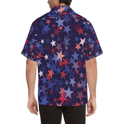 Red Blue Star Pattern Mens All Over Print Hawaiian Shirt