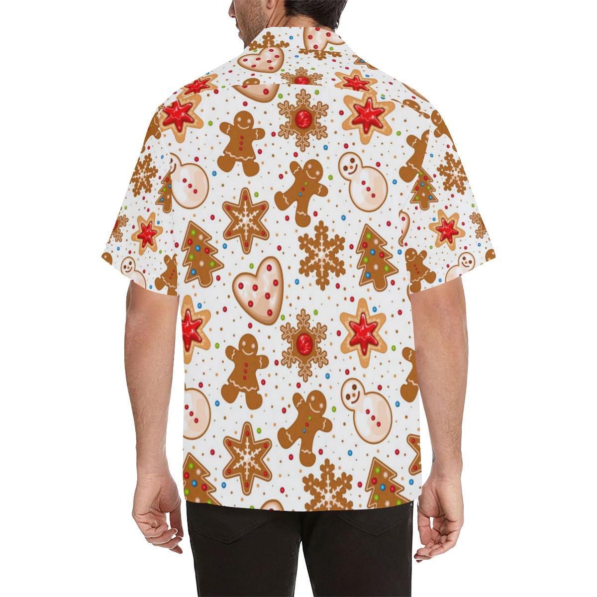 Christmas Cookie Pattern Mens All Over Print Hawaiian Shirt