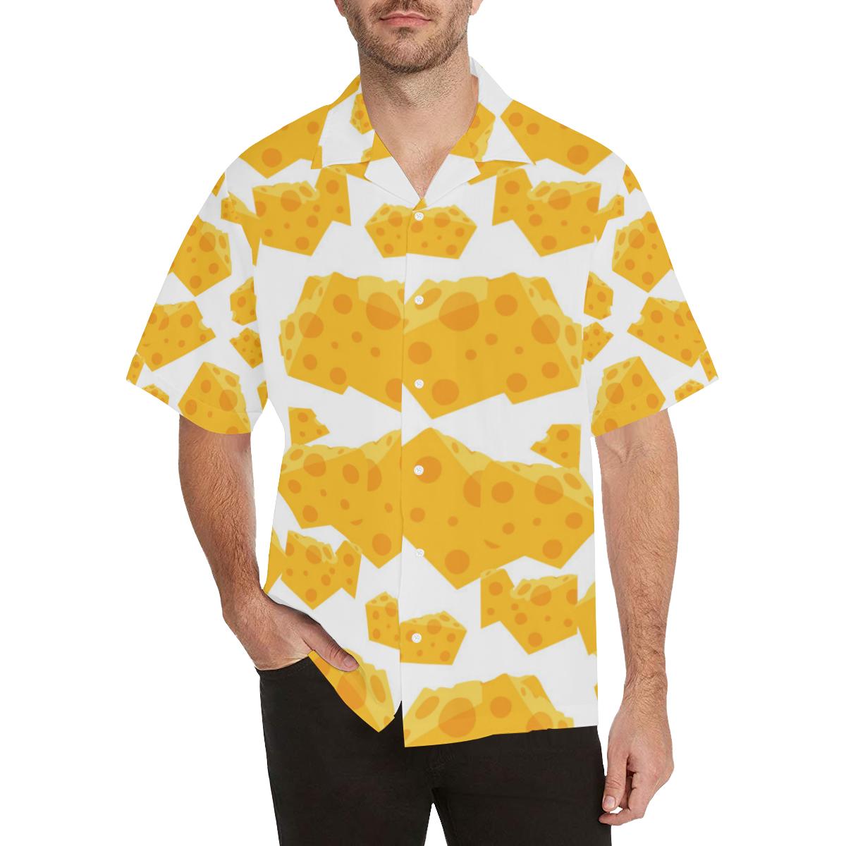 Cheese Slice Pattern Mens All Over Print Hawaiian Shirt