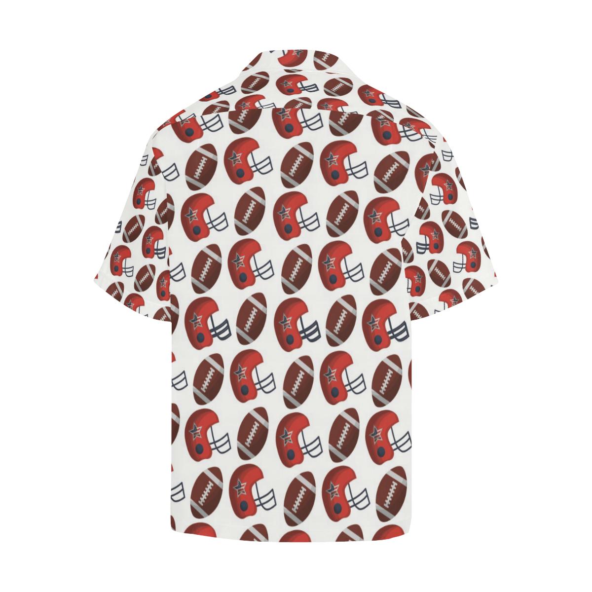 American Football Ball Red Helmet Pattern Mens All Over Print Hawaiian Shirt