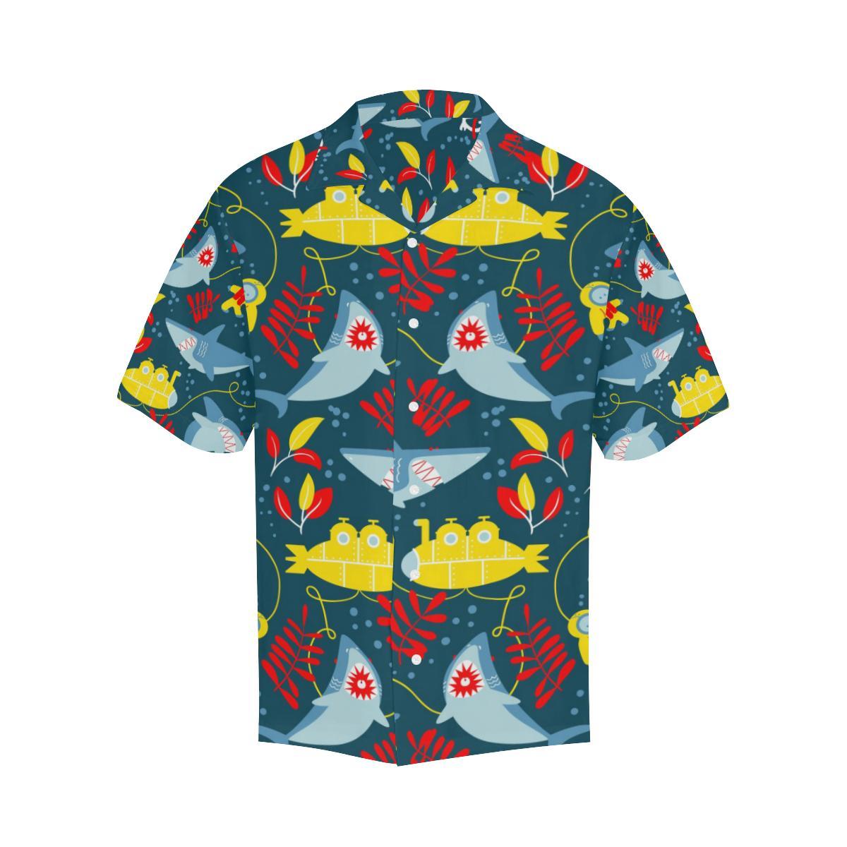 Shark Pattern Mens All Over Print Hawaiian Shirt