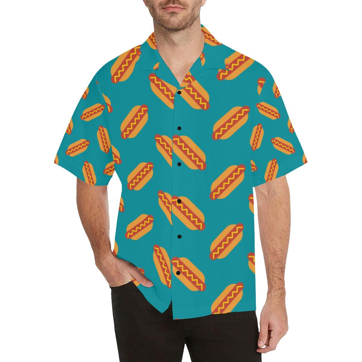 Hot Dog Pattern Print Design Hawaiian Shirt