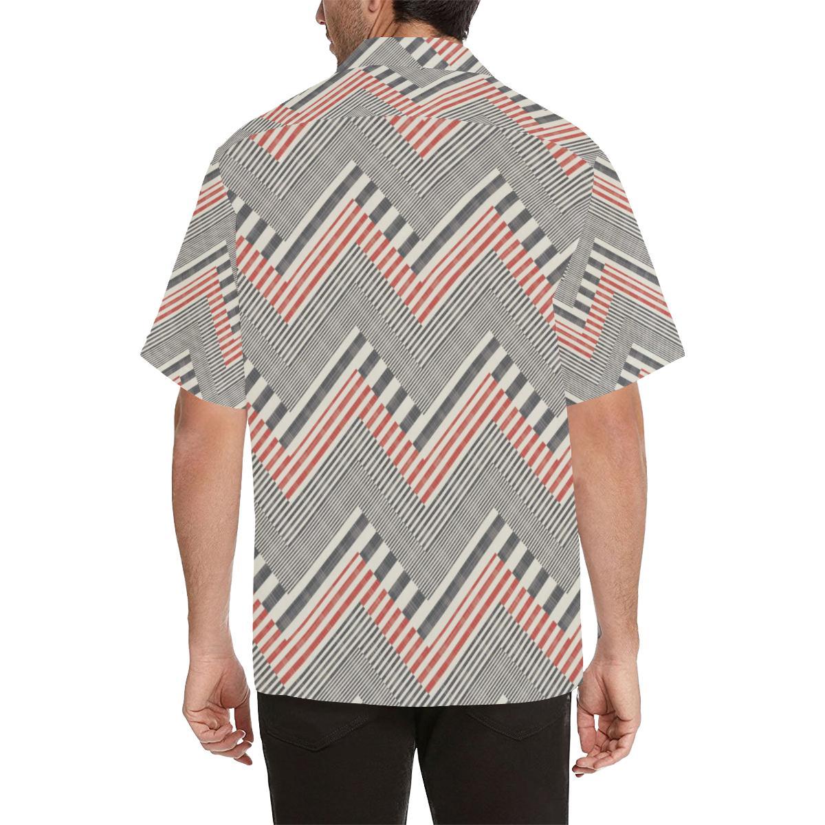 Zigzag Chevron Striped Pattern Mens All Over Print Hawaiian Shirt