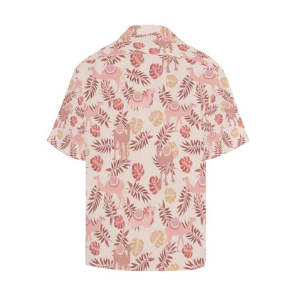 Pink Camel Leaves Pattern Mens All Over Print Hawaiian Shirt
