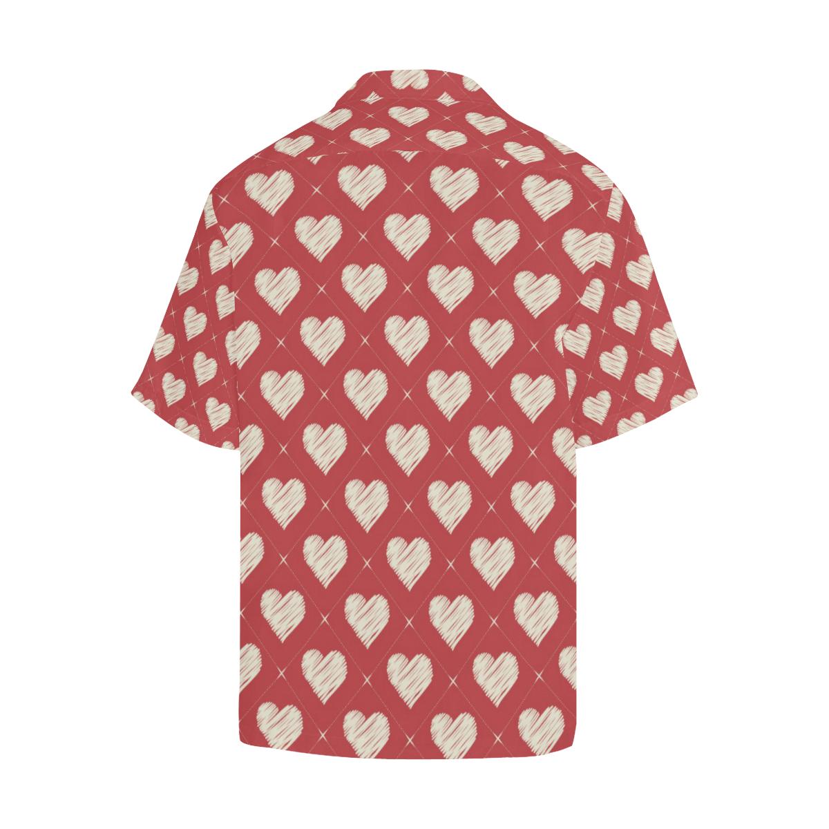 Heart Red Pattern Mens All Over Print Hawaiian Shirt