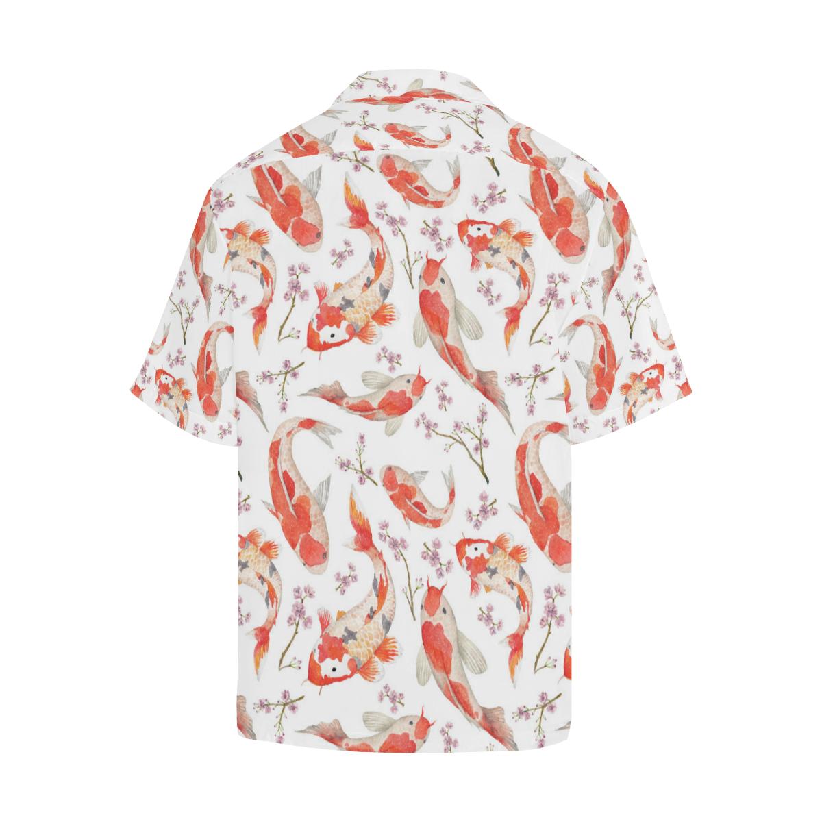 Watercolor Koi Fish Carp Pattern Mens All Over Print Hawaiian Shirt