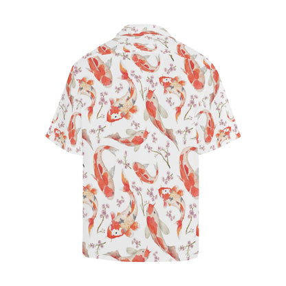 Watercolor Koi Fish Carp Pattern Mens All Over Print Hawaiian Shirt