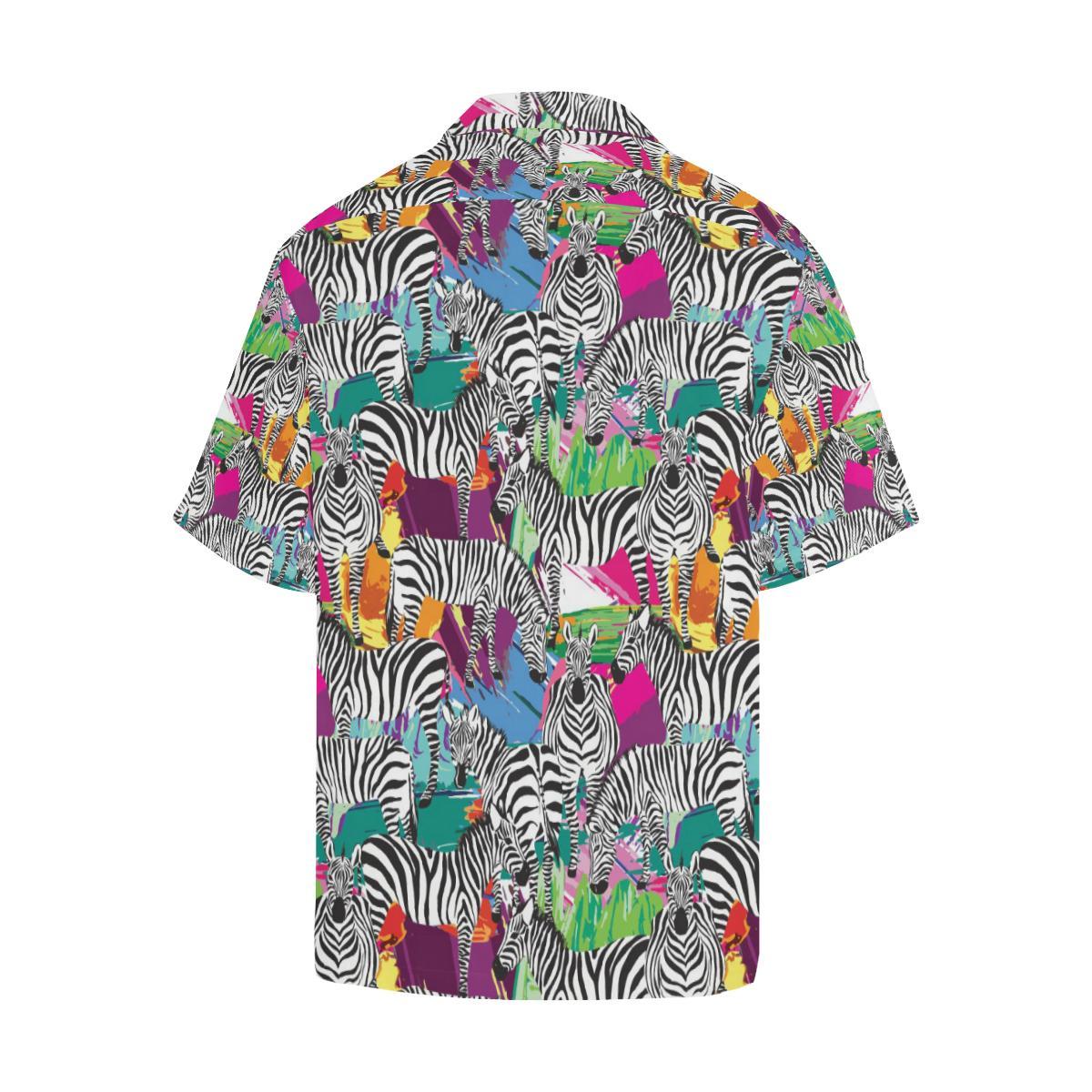 Zebra Colorful Pattern Mens All Over Print Hawaiian Shirt