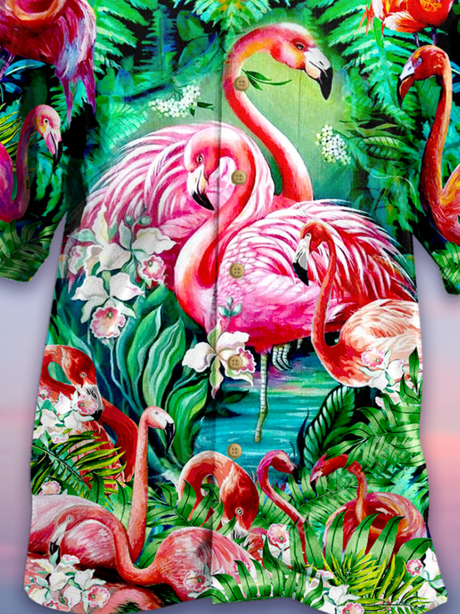 Tropical Flamingo Hawaiian Shirt | Hawaiian Shirt For Men | Hawaiian Shirt For Women | HW3605