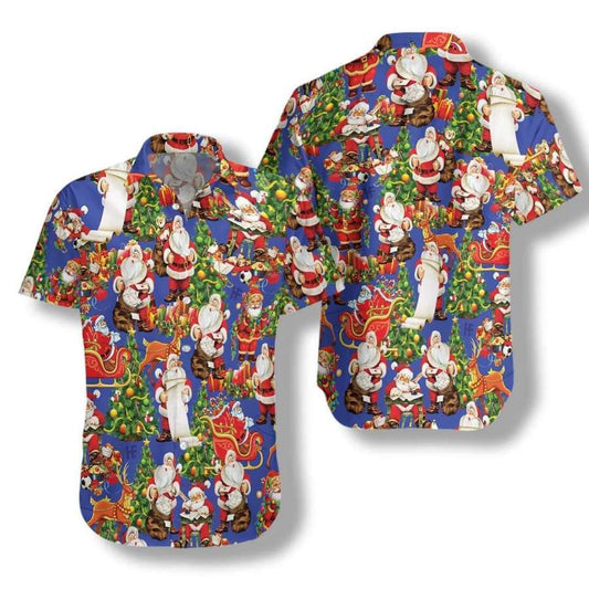 Pattern Christmas Santa Claus hawaiian Aloha Shirts #V