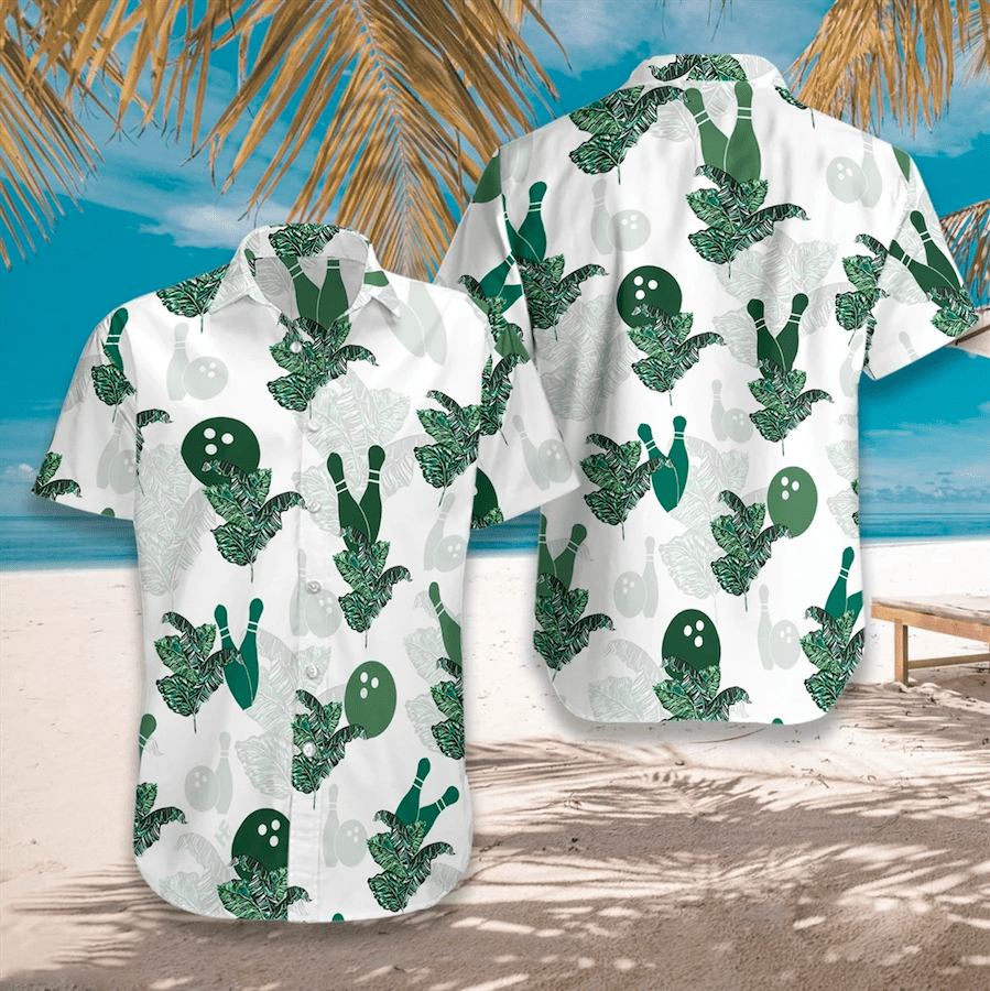 Simple Bowling Green White Tropical Unisex Hawaiian Aloha Shirts